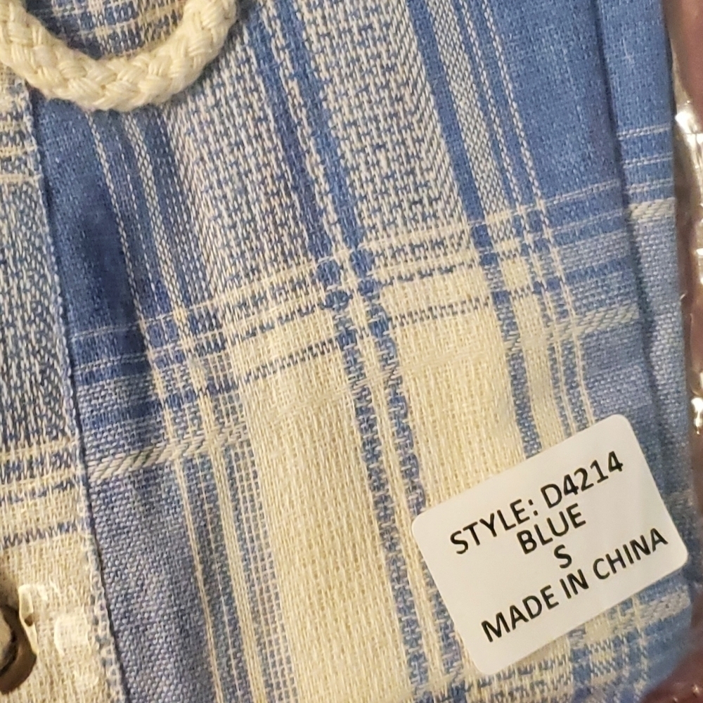 Cream and Light Blue Plaid Lace Up Dress▪︎S - Picture 6 of 6